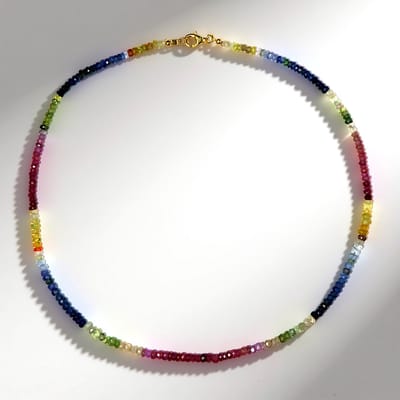 Cavill - Zilveren halsketting - 925 Sterling verguld - 64 068 ct facetrijk veelkleurige saffieren uit Madagaskar - 45 cm