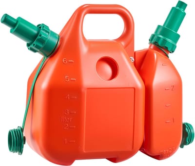 6 L Brandstofcontainer Met Spout & 1.9 L Hulpoiltank, 5.5 L/min Maximale Vloeisnelheid, Lekbestendig en Compacte Vloeistofopslag Oplossing voor Auto's, Motoren, ATV's en UTV's