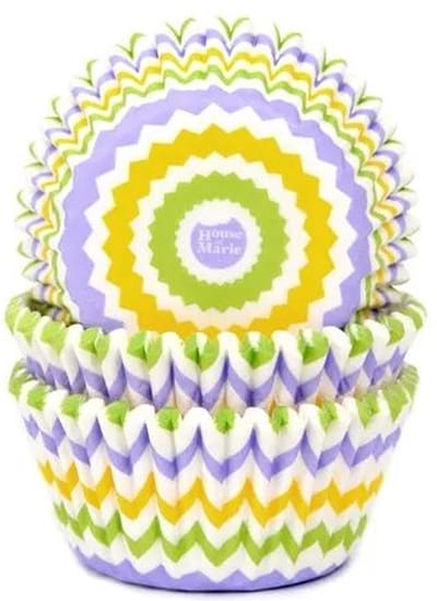 House of Marie Cupcake Vormpjes - Chevron Lente - pk/50 - Baking Cups voor Muffins en Cupcakes