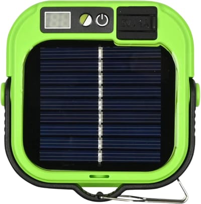 Benson Survival powerbank met lamp - zonne-energie - oplaadbaar - groen - preppen/noodpakket/outdoor/vakantie