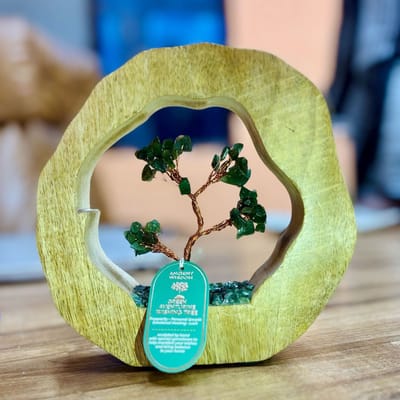 Edelsteenboom – Mangohouten Ring – Groene Aventurijn – 60 Stenen
