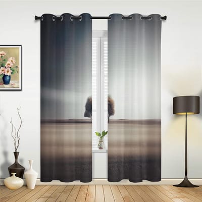Boom Grasland Moderne Raamgordijnen voor Woonkamer Slaapkamer Gordijn Keuken Behandeling Jaloezieën Drapes 135W x 60H(cm) x1 gray