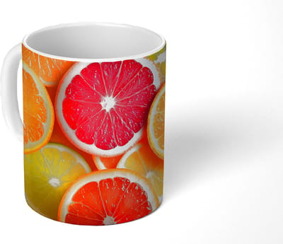 Mok - Koffiemok - Fruit - Kleurrijk - Close up - Mokken - 350 ML - Beker - Koffiemokken - Theemok