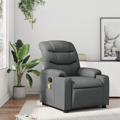 vidaXL - Massagestoel - van - grijs - kunstleer
