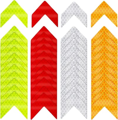 48 Stuks Reflecterende Stickers - Hoge Zichtbaarheid Veiligheidsstickers voor Helm, Fiets, Auto, Waterdichte PVC Waarschuwingsstickers in 4 Kleuren en Ideaal voor Buitengebruik