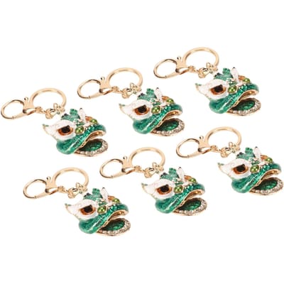 6 Stuks Sleutelhangers Cartoon Stijl Glanzende Glans Metaal Decoratief Praktisch Compact Draagbaar Sleutelhanger Hanger voor beige