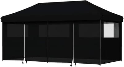 Partytent Pop-up - Feesttent Paviljoen - Buitenfeesten Organiseren - Inclusief 4 Zijwanden - 580 x 292 x 315 cm - Zwart