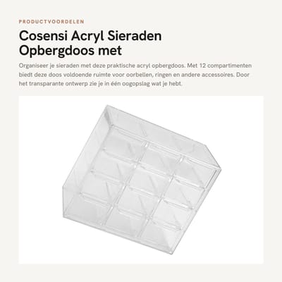 Dailygoods- Sieradenopbergdoos Herbruikbaar - Oorbellen Organizer - Acryl Opbergdoos - Compartimenten 12 - Transparant - Multifunctioneel