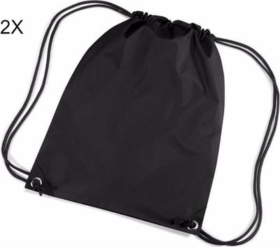 Scoby - 2 x Gymtas - Sporttas voor Kinderen - Drawstring Bag - Festivals, School, en Sport - 12L - Zwart - One Size - 2 Stuks