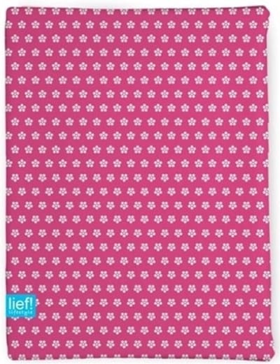 LIEF! Kinderhoeslaken Fuchsia/White Flower - 40x80 cm - Fuchsia