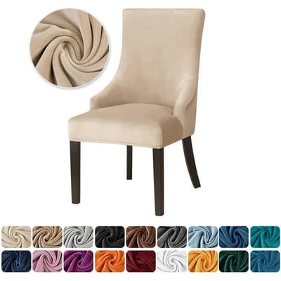 Zachte Velours Eetkamerstoelhoes Elastische Stoelbeschermhoezen Hoge Rug Schuine Armleuning Fauteuil Slipcovers voor Woonkamer Keuken Thuis