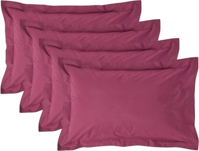Homescapes Kussensloop 50x75 cm met Rand (Oxford) Set van 4 – Bordeaux – 100% Egyptisch Perkal Katoen – 200 TC