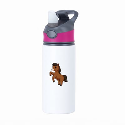 Hacebo® - Paard waterfles met rietje roze - Paarden - Paarden liefhebbers - Hobby horse - dieren - manege - water fles - 650ML