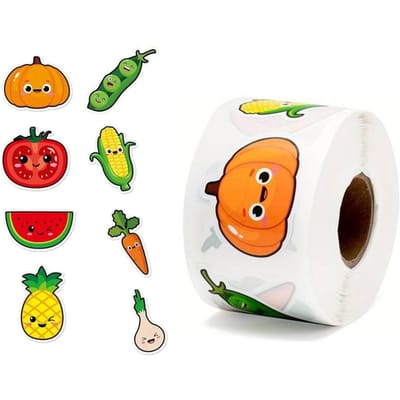 500 Stuks Rol Groente Cartoon Fruit Stickers Decoratieve Cadeaubox Sticker Label Kantoorartikel Sticker