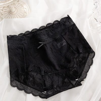 Damesondergoed Slipje Sexy Kanten Onderbroek Meisje Traceless Dunne Shorts Mid Taille Naadloze Onderbroek Vrouwelijke Lingerie L black