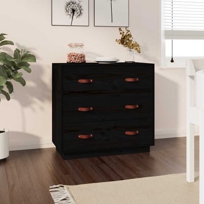 vidaXL - Dressoir - 80x40x75 - cm - massief - grenenhout - zwart