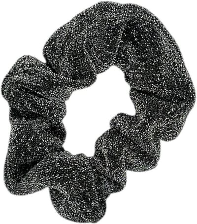Scrunchie - elastiek - glimmende stof - glitters - kerst - zilver/grijs