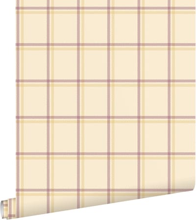 ESTAhome behang ruiten geel en rood - 50 x 900 cm - 132166