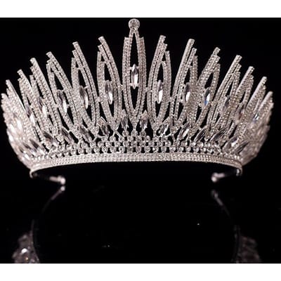 Europese en Amerikaanse Luxe Bruid Prinses Witte Kristal Legering Kroon Bruiloft Verjaardag Kleding Accessoires Hoofddeksel Kroon gray