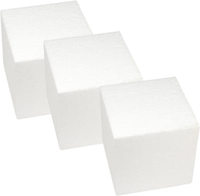 Rayher hobby Piepschuim vormen kubus - 3x - blok van 15 x 15 x 15 cm - figuren/blokken - wit