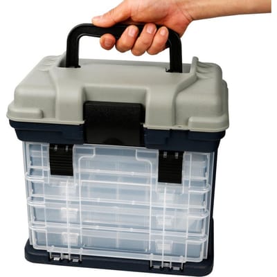 Boîte de pêche Portable à 4 couches, boîte d'accessoires de pêche en bateau avec poignée, boîte utilitaire gris