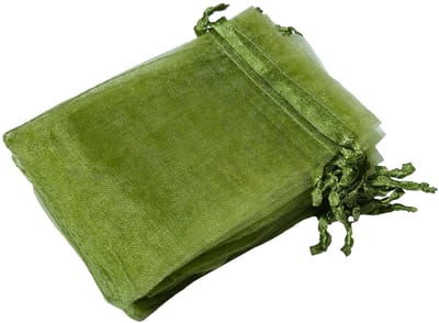 Prigta - Organza Zakjes Olijfgroen 7 x 9 cm - 50 stuks - Luxe Cadeauzakjes - Herbruikbaar - Voor Sieraden, Bedankjes & Decoratie