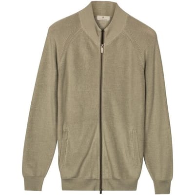 Thomas Maine Vest Egyptian Cotton Full 2-Way Zip Half Cardigan Knit Soft Green / male
