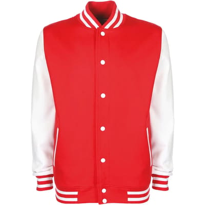 Varsity Jacket unisex merk FDM maat S Rood/Wit