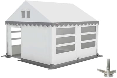 Grizzly Outdoor | Professionele Partytent | 4x4 | PVC | Limited Edition | Met Grondframe Wit-grijs
