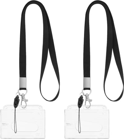 2x Transparante ID Kaarthouder met Lanyard | Duurzame Creditcard Bescherming & Naamplaatjeshouder