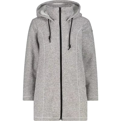 Parka met capuchon van nepbont in technische gemêleerde fleece vrouw CMP