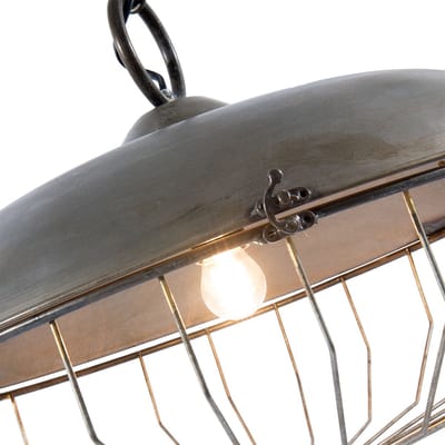 Clayre & Eef Hanglamp 5LMP234 Ø 52*37 cm / E27 / Max. 1x40 Watt - Grijs Ijzer Hanglamp EettafelHanglampen Eetkamer