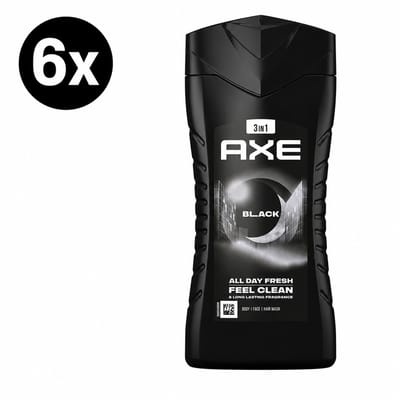 Axe Black Douchegel – 6 x 250 ml – Verfrissende Heren Douchegel – Voordeelverpakking