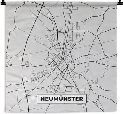 Wandkleed - Wanddoek - Stadskaart - Plattegrond - Kaart - Neumünster - Duitsland - 180x180 cm - Wandtapijt