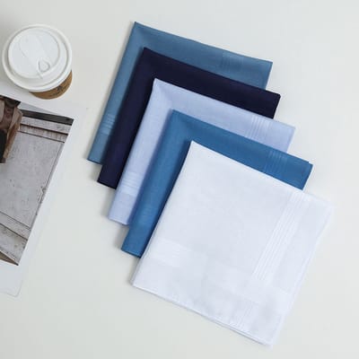 Zakdoeken van puur katoen (set van 5) – Klassieke set pochet/zakdoeken – Herenzakdoeken (gestreept of effen) – Zacht en comfortabel, 40 x 40 cm – Verkrijgbaar in 5 kleuren