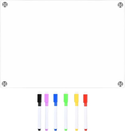 Weekly Planner A4, Magnetische Koelkast Planner, Wasbare Planner met 6 Kleuren Markers, 30 x 20 cm, Transparant en Duurzaam