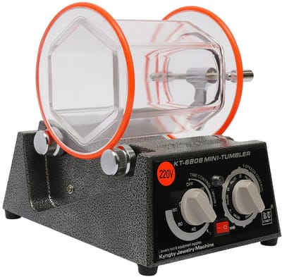 Damenzo - Polijstmachine - Polijstmachines - Polijsttrommel - 60W - Polijstschijven - Poetsmachine - Polijstset - Zwart/oranje