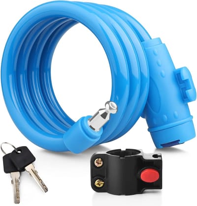 Famanu Fietskabelslot, Zeer Veilig Heavy Duty 12mm Dik Fietsslot met 2 Sleutels, Het Beste voor Fietsen, Motorfietsen, Scooters, Kinderwagens, Skateboards, Ladders en Poorten - 120cm Blauw