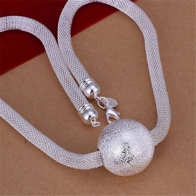 Zilveren Matglazen Bal Netwerk Ketting Bedel Vrouwen Dame Ketting Mode Trends Sieraden Cadeaus brown