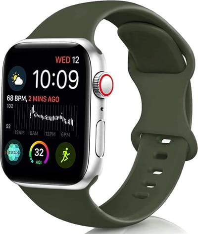 Strap-it Classic Siliconen band - Geschikt voor Apple Watch bandje - Series 1/2/3/4/5/6/7/8/9/10/11/SE/SE2/SE3 - Legergroen - Bandje siliconen sport loop - iWatch sportbandje voor maat: 38 / 40 / 41 / 42mm