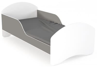 LEO2 - Kinderbed - 140x70 cm - Wit en Grijs - Inclusief Matras en Stalen Lattenbodem