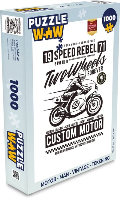 Puzzel Motor - Man - Vintage - Tekening - Legpuzzel - Puzzel 1000 stukjes volwassenen