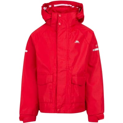 Trespass Waterdichte jas met afneembare capuchon voor kinderen (Rood)