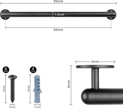 Allecto plus - 81cm Veiligheidsleuning Trapleuning - Metaal Handvat - Ronde Beugel - Muurbevestiging - BarrièRe-Vrije Trap - Binnen en Buiten - Jongere en Oudere Veiligheid.