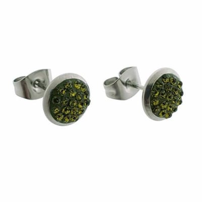 Aramat Jewels | Oorbellen | Druzy Oorbellen met Kristal RVS | Olijf groen | | | | | Verkleurd niet