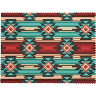 Navajo Western Rechthoekige Tafelkleed Zuidwest-Amerikaans Etnisch Azteken Print Groen Rood Geometrische Streep Afwasbare Tafelhoes 90x140cm blue