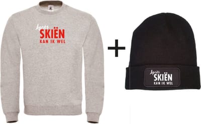 Après skiën kan ik wel wintersport set sweater grijs XXL + muts - soBAD. | Foute apres ski outfit | kleding | verkleedkleren | wintersport beanie | wintersporttruien | wintersport dames en heren