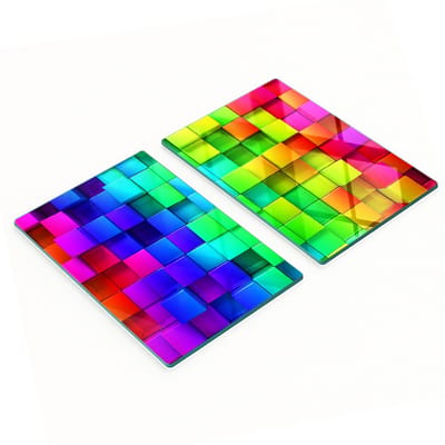 Decoratieve snijplanken van gehard glas in gekleurde dozen, 2x40x52 cm