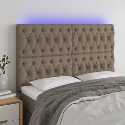 vidaXL - Hoofdbord - LED - 160x7x118/128 - cm - stof - taupe