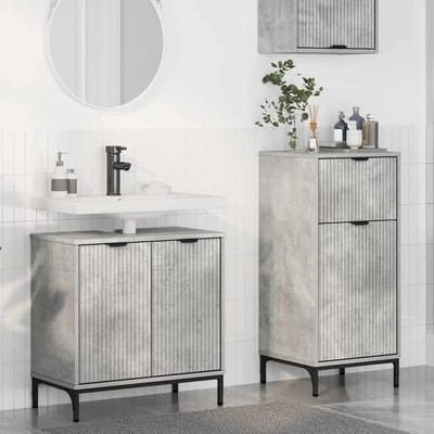 vidaXL - Badkamermeubel - Set - 2 - st - Beton - Grijs - Samengesteld - Hout - en - Metaal